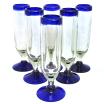 Cobalt Blue Rim 6 oz Champagne Flutes (set of 6)